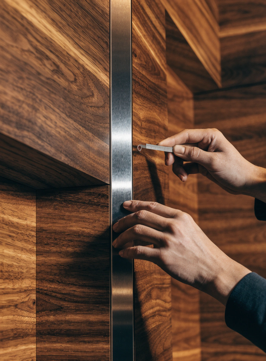 close up professional shot of precision wood panel
